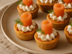 Mini quiches au saumon – bouchées apéritives traiteur Tunis