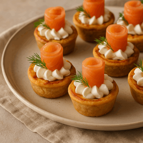 Mini quiches au saumon – bouchées apéritives traiteur Tunis