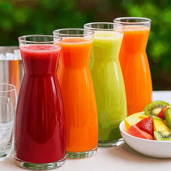 Jus maison variés sans conservateurs – Deluxe Traiteur
