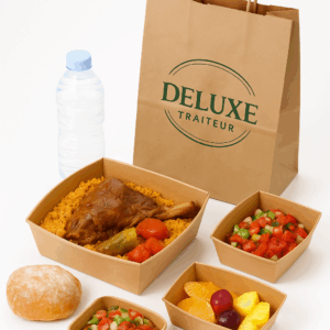 Lunchbox couscous tunisien à l’agneau avec salades – repas livré à Tunis