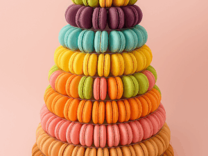 Présentation de macarons sur socle pour événements – Deluxe Traiteur