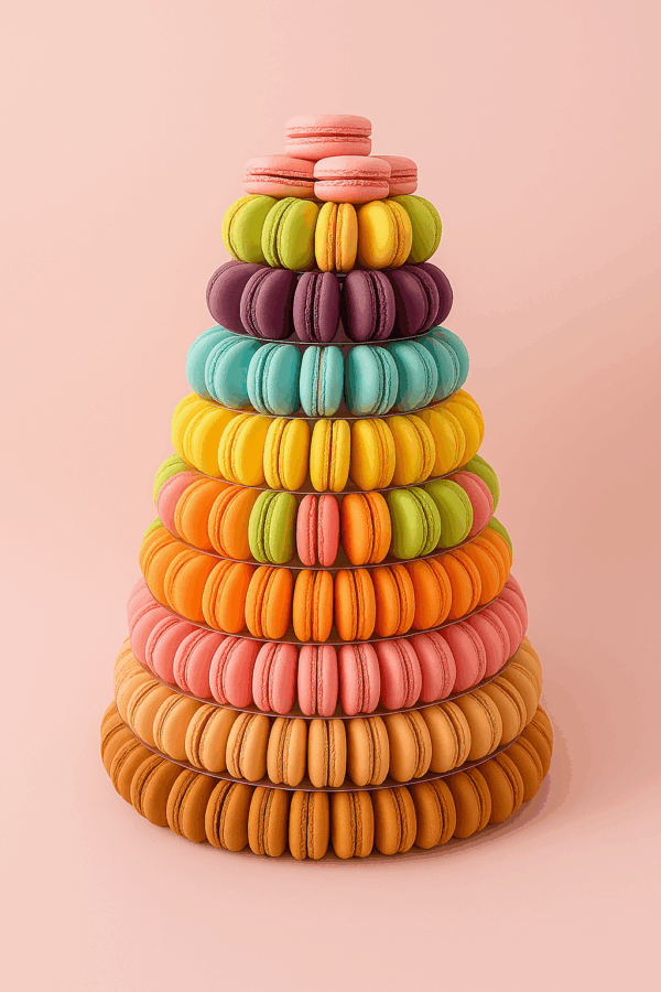 Présentation de macarons sur socle pour événements – Deluxe Traiteur