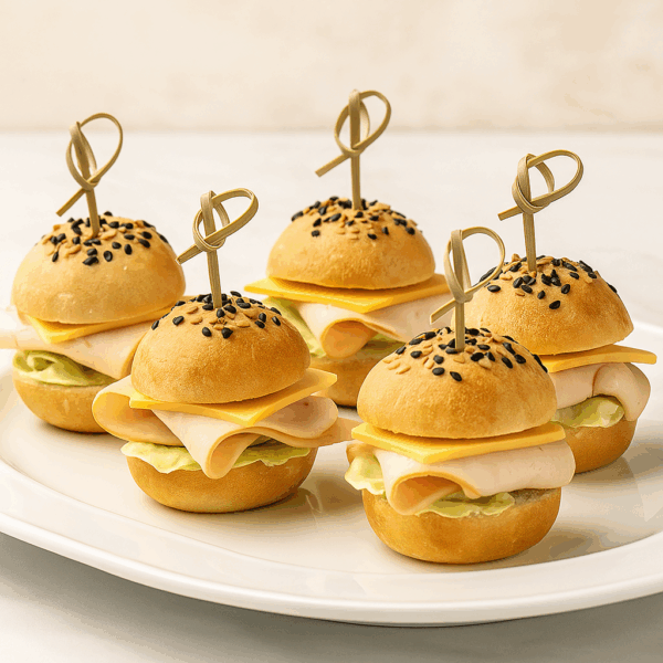 Mini Burgers Jambon & Fromage – Bouchées Salées – Image 2