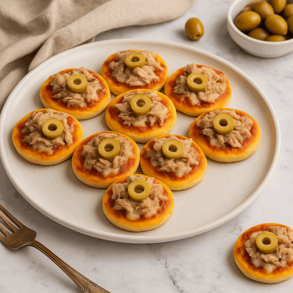 Mini pizzas au thon – bouchées apéritives Deluxe Traiteur Tunis