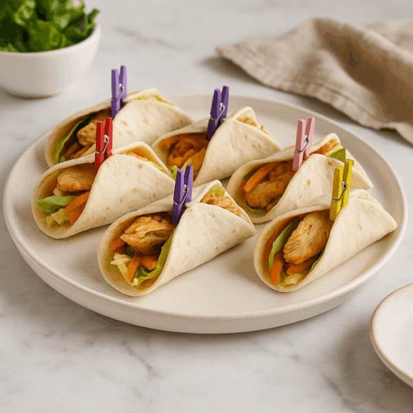 Mini tacos garnis de poulet pané – bouchées Deluxe Traiteur Tunis