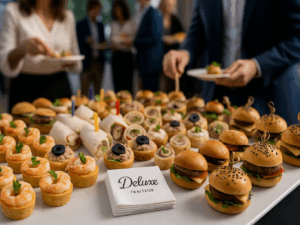 Plateau bouchées cocktail personnalisables – crevettes, wraps, burgers, thon, fromage