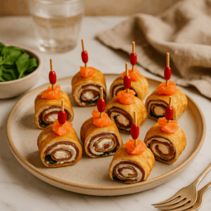 Roulé crêpe au saumon – buffet événementiel Tunis